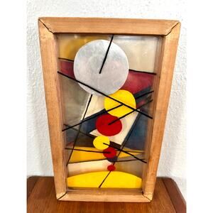 Mid 20th Century Signed Abstract Layered Glass Wall Panel